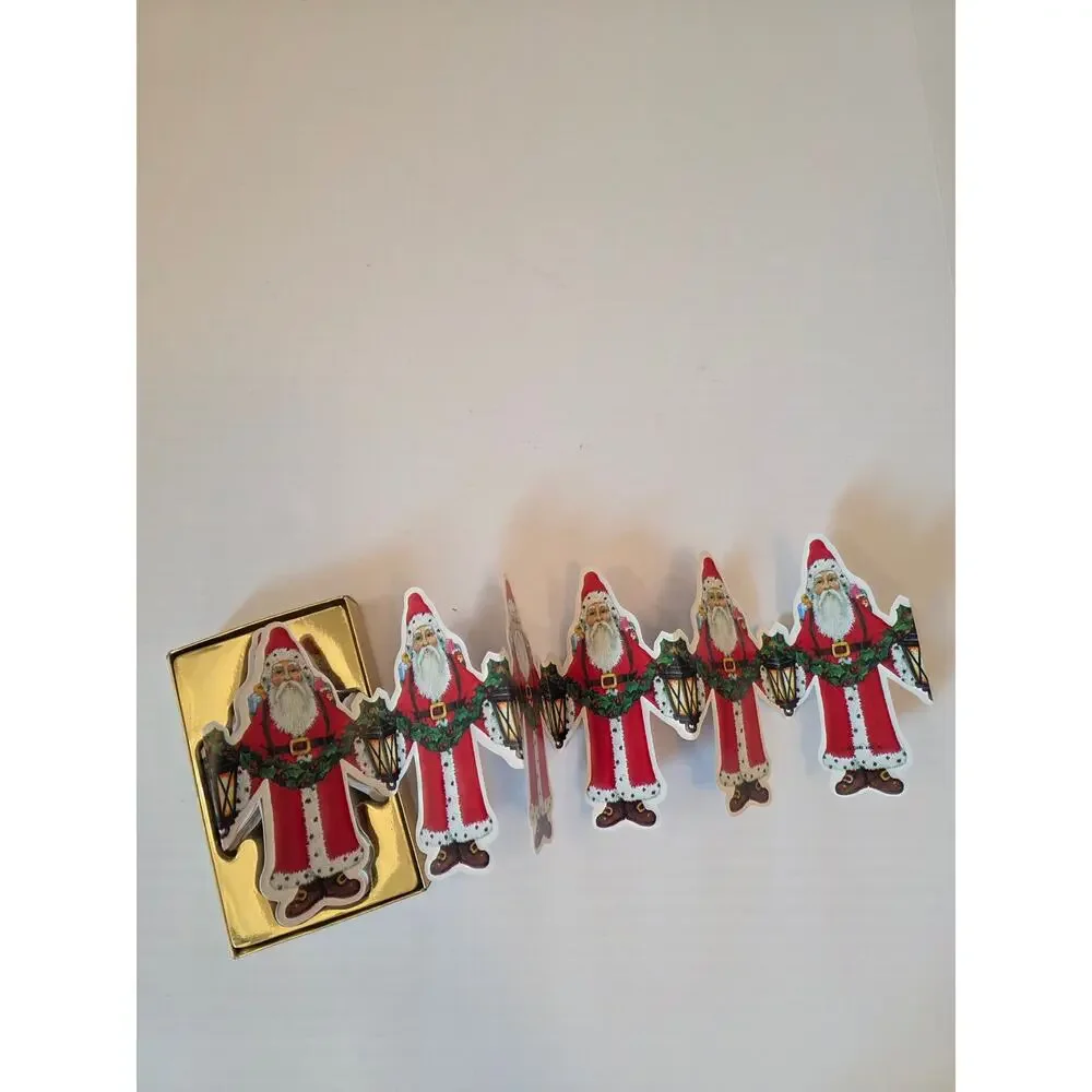 Kurt S. Adler Victorian Santa 9 Ft. Garland Printed in Taiwan NIB.